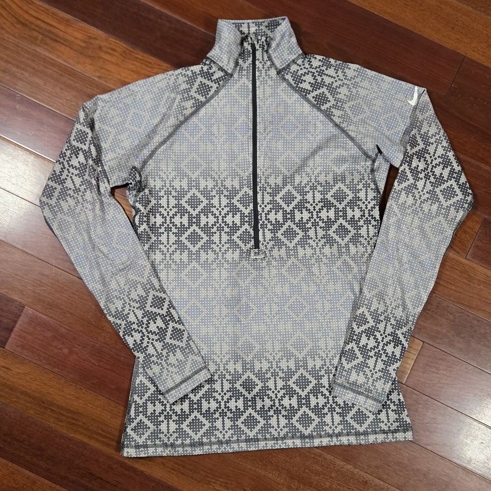 Nike Pro Gray Patterned Half-Zip Pullover Womens … - image 1